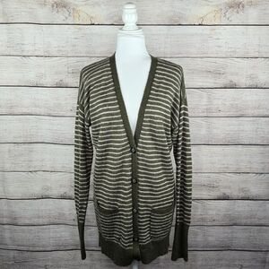 Vintage Aerie Wool Mohair Blend Striped Y2K Knit Button Cardigan Sweater Large